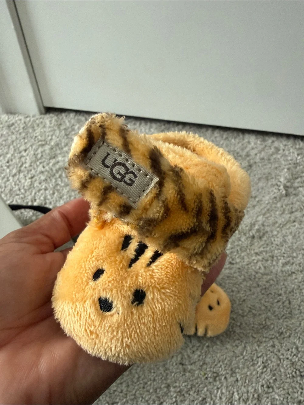 UGG Kids Tiger Plush Slip-Ons in Golden Orange